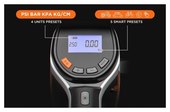 Акумуляторний компресор Litheli з ліхтарем, живлення від павербанку (УМБ Litheli Power Bank 20000 mAh, 45 W, 2А в комплекті)