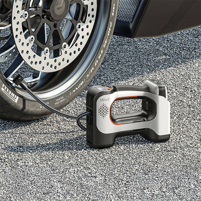 Акумуляторний компресор Litheli з ліхтарем, живлення від павербанку (УМБ Litheli Power Bank 20000 mAh, 45 W, 2А в комплекті)