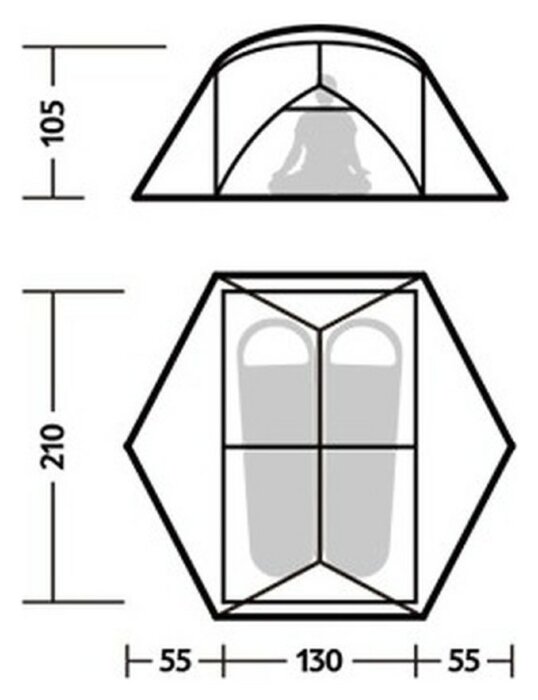 Намет надлегкий двомісний Naturehike Mongar CNK2550WS016, 15D, сiрий