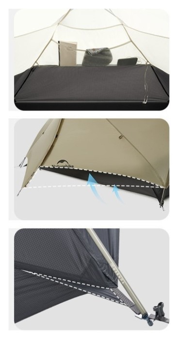 Намет надлегкий двомісний Naturehike Mongar CNK2550WS016, 15D, сiрий