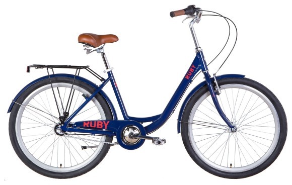 Велосипед уцінений AL 26" Dorozhnik RUBY планет. рама-17" темно-синій з багажником зад St, з крилом St 2022 SHIMANO NEXUS