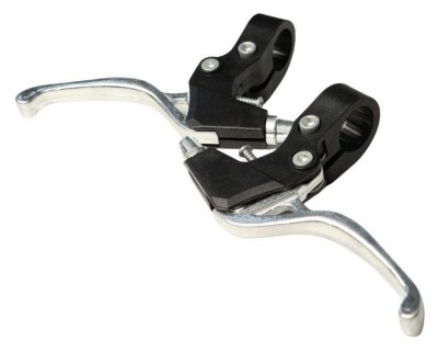 Ручки гальмівні Алюмiнiй + пластик під 2 пальці . PJ-65PA чорний зі сріблястим