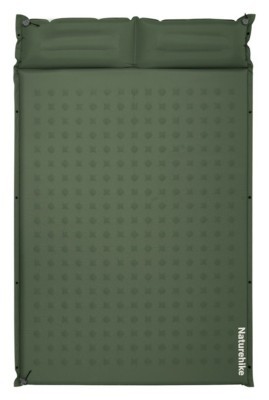 Матрац туристичний із подушкою, самонадувний двомісний Naturehike CNK2550WS025, вологостійкий, 200 х 130 х 3 см, зелений