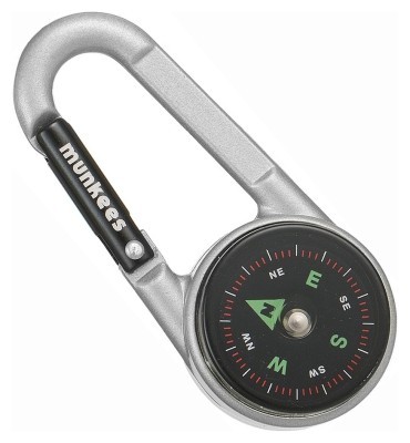 Munkees 3135 карабін Compass with Thermometer silver