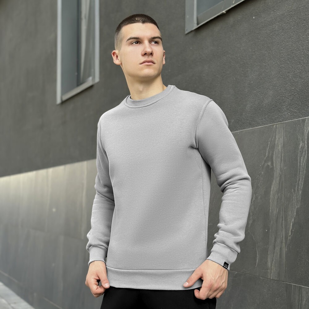 Світшот чоловічий однотонний сталевий Pobedov 007 ЗИМА