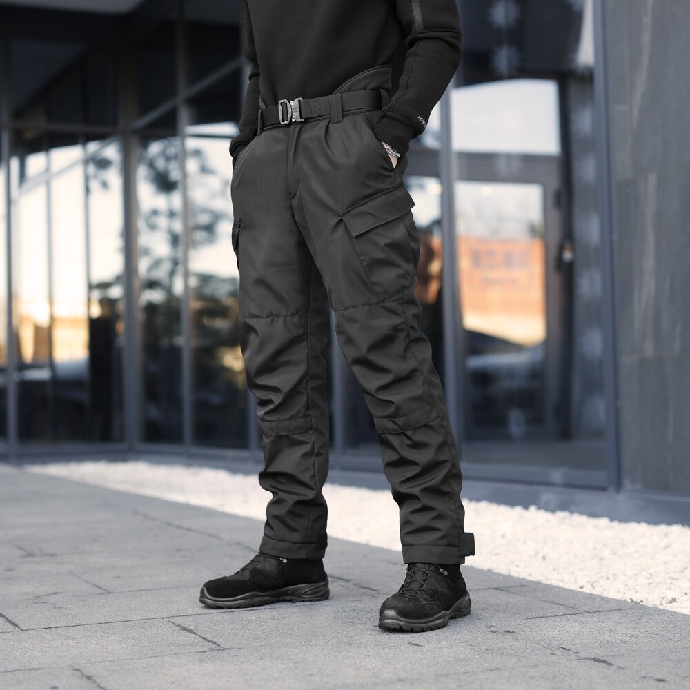 Чоловічі ватні зимові штани Pobedov Fight. Чорні зимові чоловічі брюки