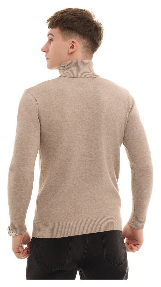 Чоловічий бежевий гольф Pobedov Neck. Гольф чоловічий осінь зима. Гольф бежевий з коміром