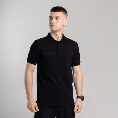 Легке тактичне літнє чоловіче чорне поло Pobedov Royal Військове