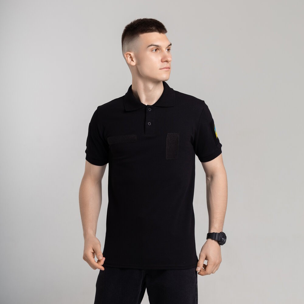 Легке тактичне літнє чоловіче чорне поло Pobedov Royal Військове