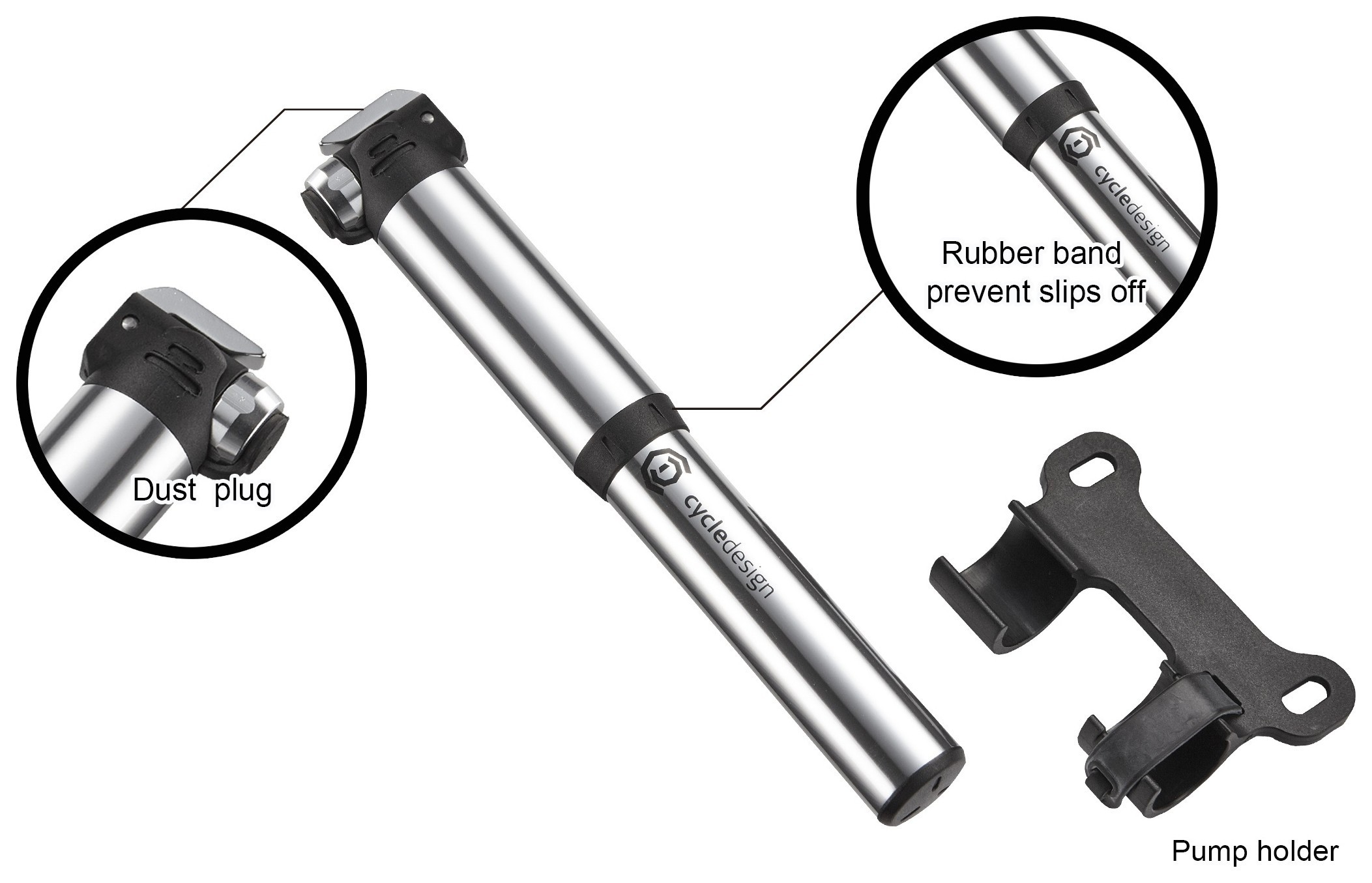 Насоси для велосипедів Cycledesign TELES ALU Silver/black (PP0046)