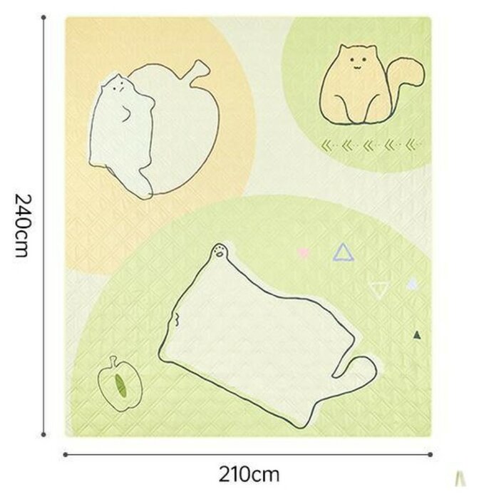 Килимок для пікніка водостійкий Naturehike CNK2350WS010, 210x240 см, світло-салатовий з принтом