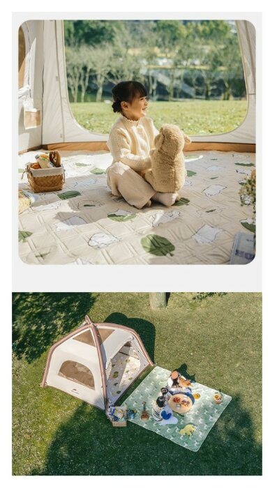 Килимок для пікніка водостійкий Naturehike CNK2350WS010, 210x240 см, світло-салатовий з принтом