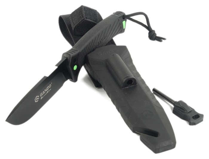 Ніж Ganzo G8012V2-BK чорний (G8012V2-BK) з паракордом