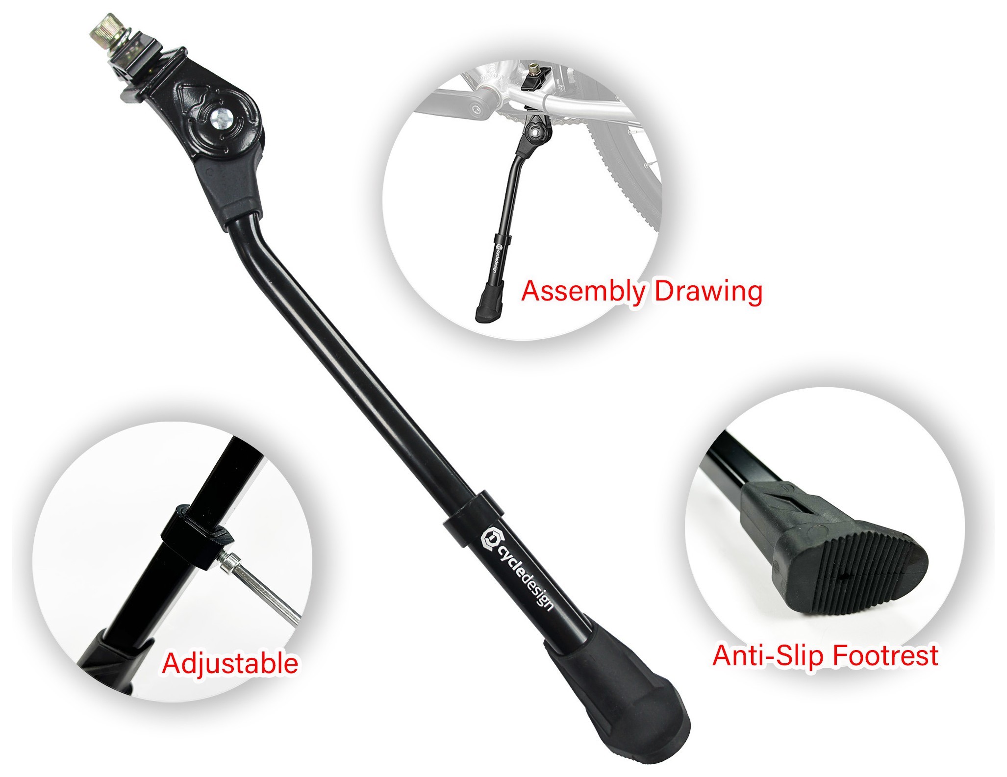 Підніжка для велосипеда Cycledesign CENTRAL KICKER 20-29″ Black (KS0011)