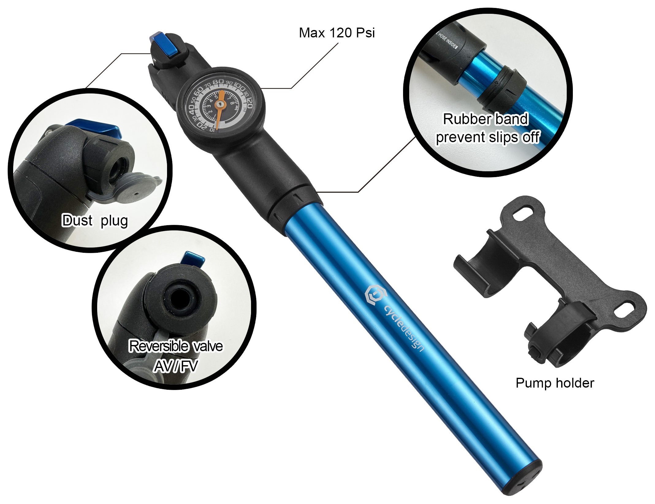 Насос для велосипедів Cycledesign GAUSED Blue/black (PP0045)