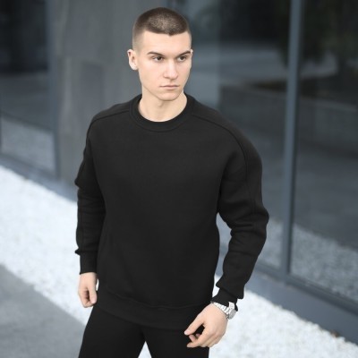 Оверсайз світшот чорний чоловічий осінь зима Pobedov Hubble. Оверсайз кофта чорна