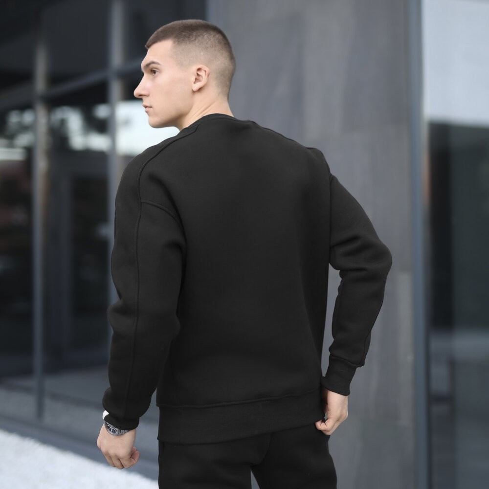 Оверсайз світшот чорний чоловічий осінь зима Pobedov Hubble. Оверсайз кофта чорна