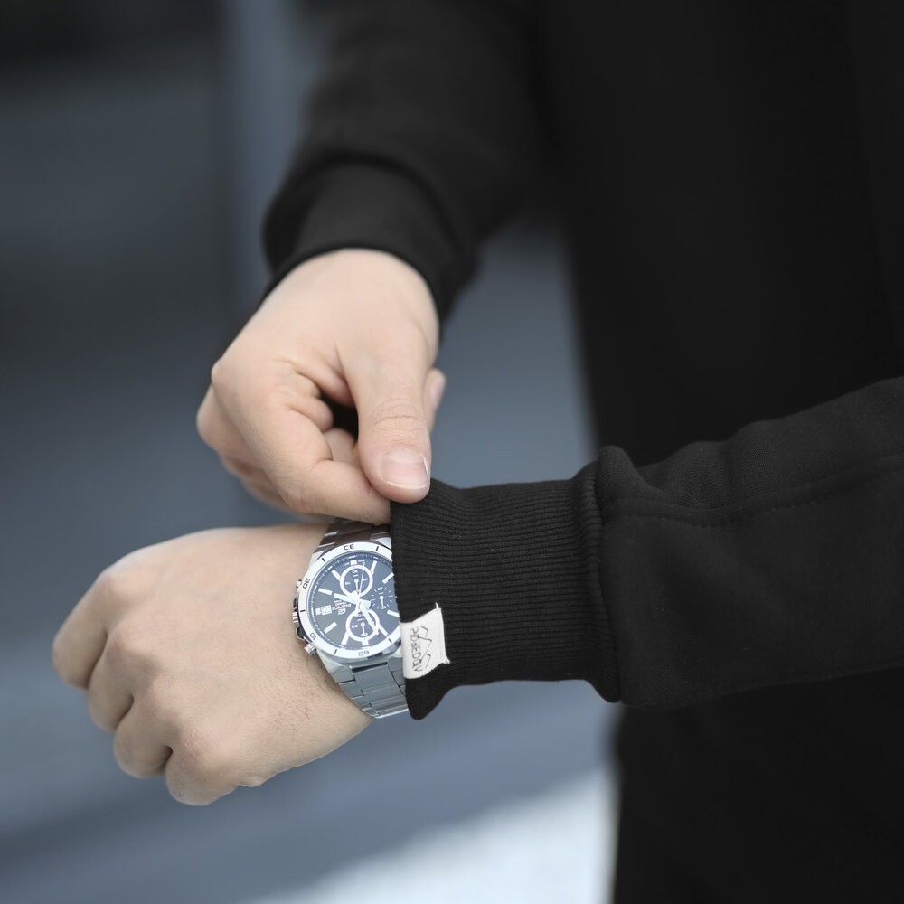 Оверсайз світшот чорний чоловічий осінь зима Pobedov Hubble. Оверсайз кофта чорна