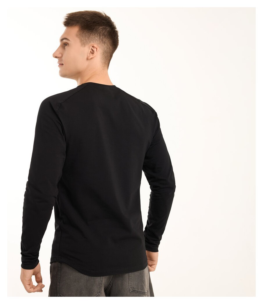 Чорний чоловічий лонгсів Pobedov Dune. Чорна чоловіча кофта з куліру