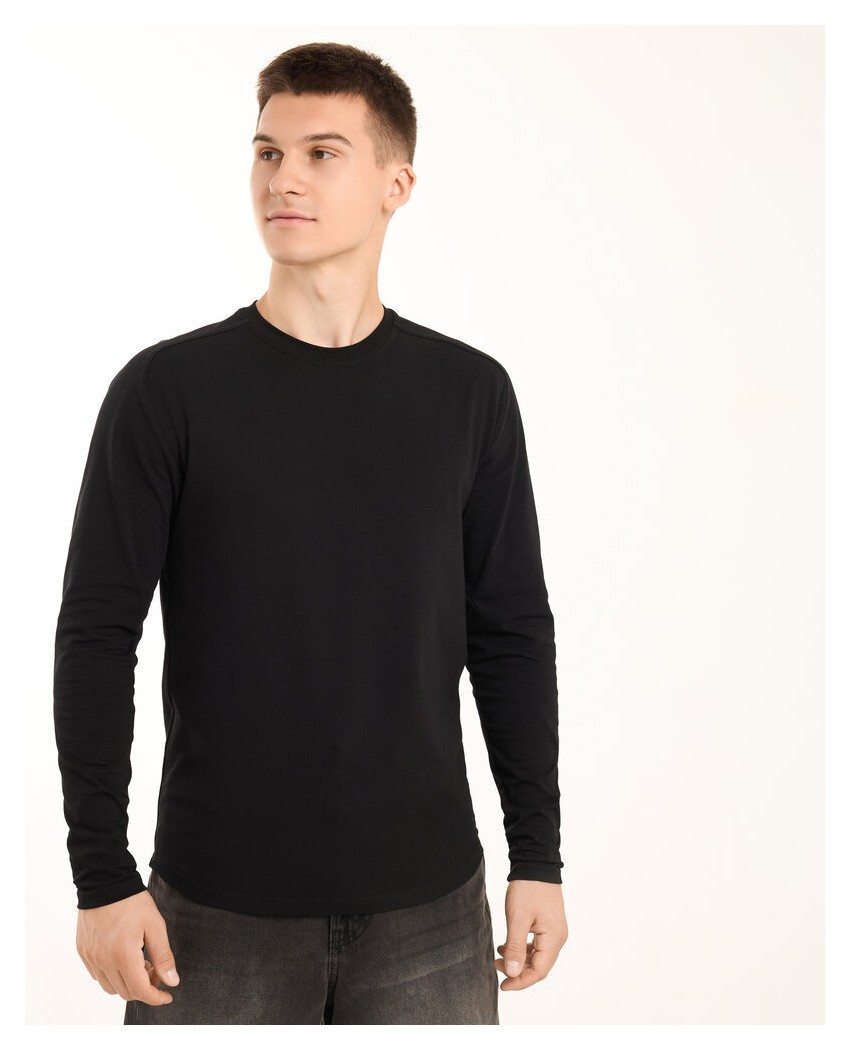 Чорний чоловічий лонгсів Pobedov Dune. Чорна чоловіча кофта з куліру