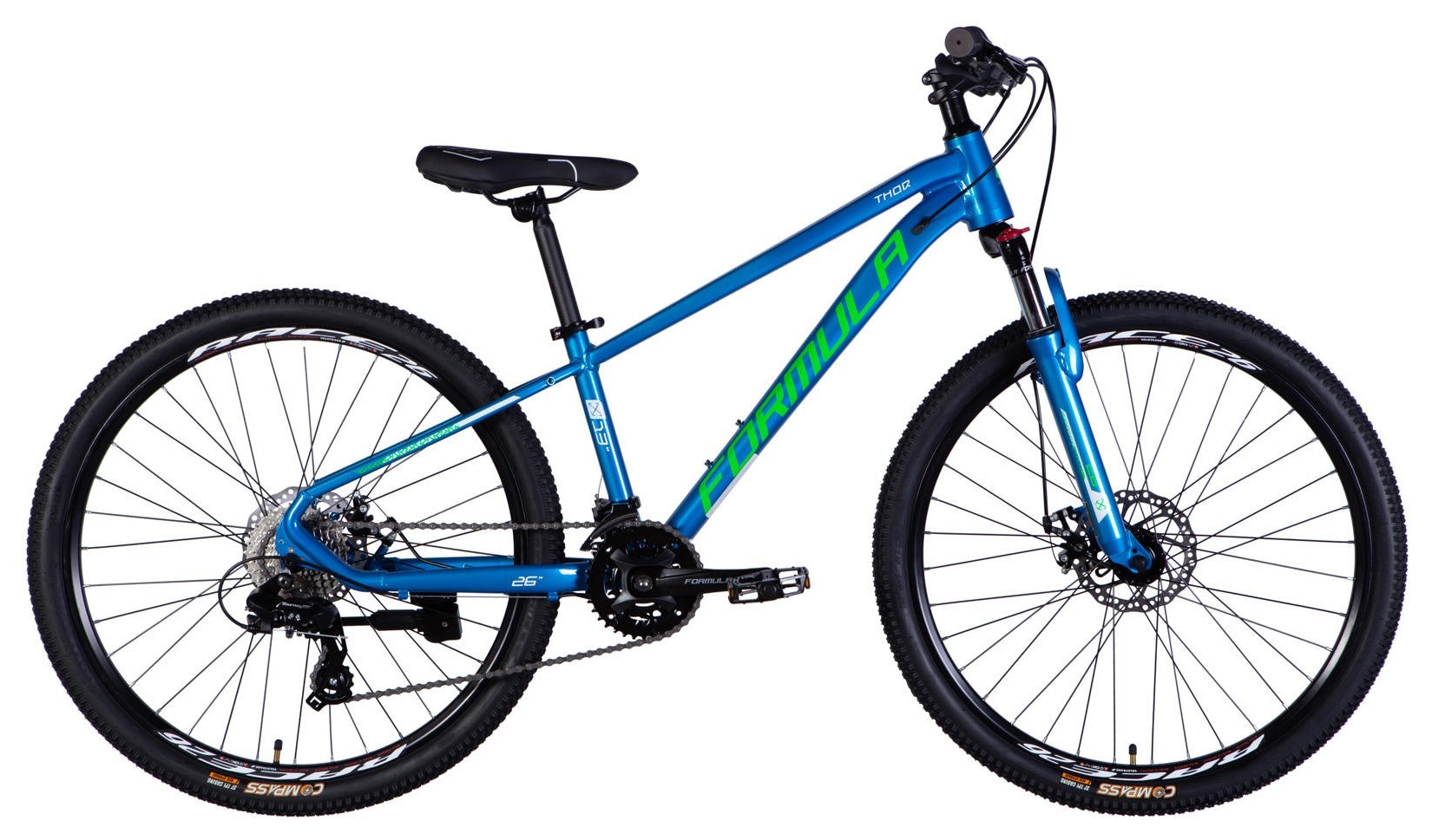 Велосипед AL 26" Formula THOR DD CS рама-13" синьо-зелений 2025