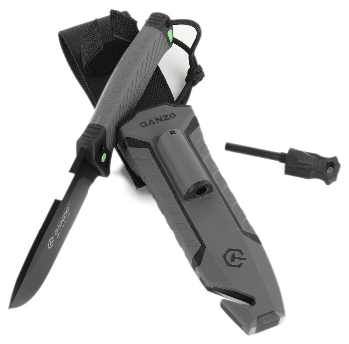 Ніж Ganzo G8012V2-GY сiрий (G8012V2-GY) з паракордом