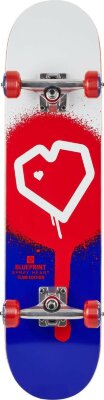 Blueprint Spray Heart V2 Скейтборд Complete 8" - Red/Blue