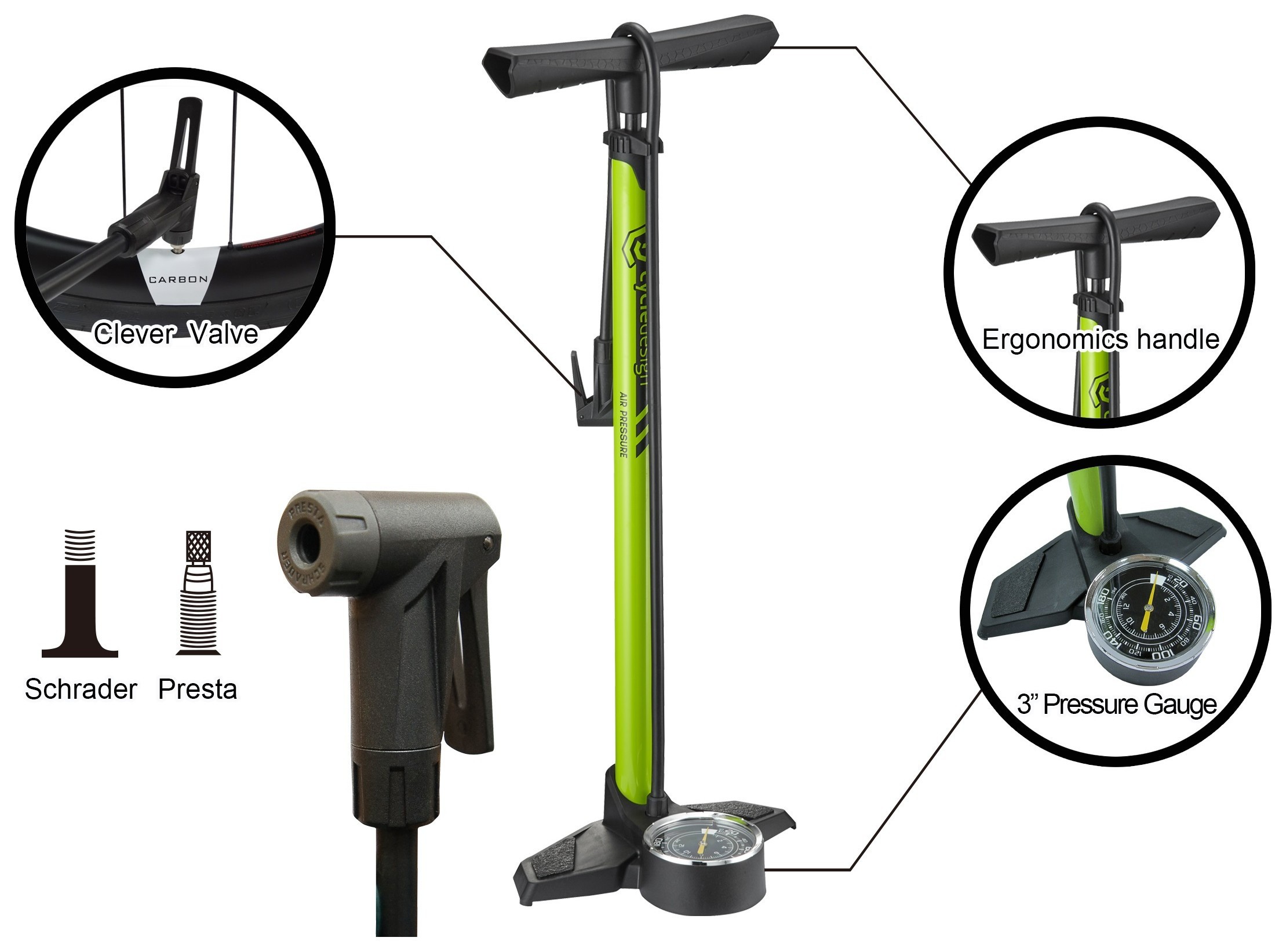Насоси для велосипедів Cycledesign FLOOR PUMP CLR Blue/black (PP0041)