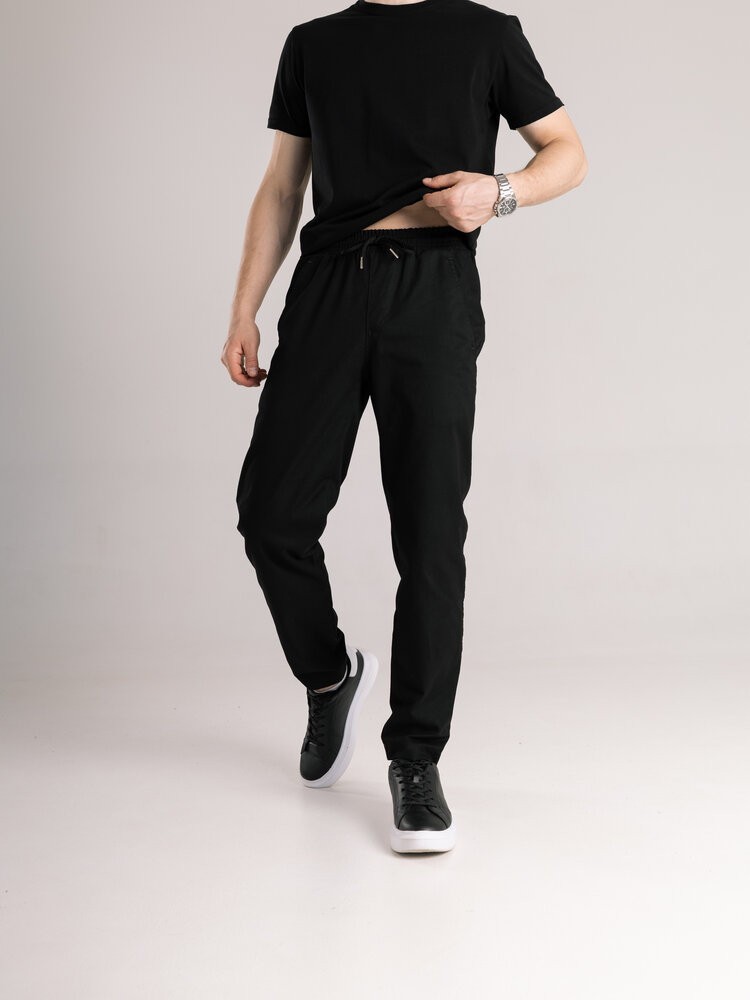 Чоловічі чорні штани демісезонні котонові прямого крою Pobedov Step