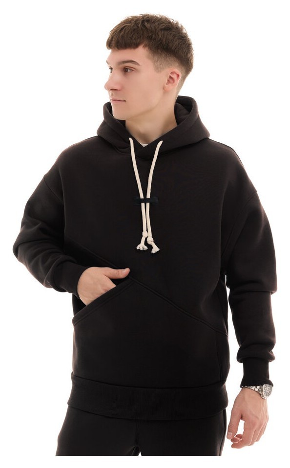 Чорний чоловічий спортивний костюм осінь/зима з капюшоном Pobedov Space