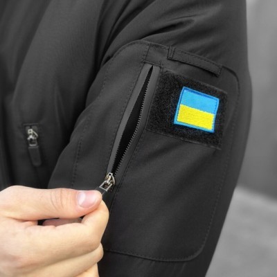 Чорна чоловіча зимова Куртка з капюшоном Pobedov Winter Jacket Motive ЗИМА В2