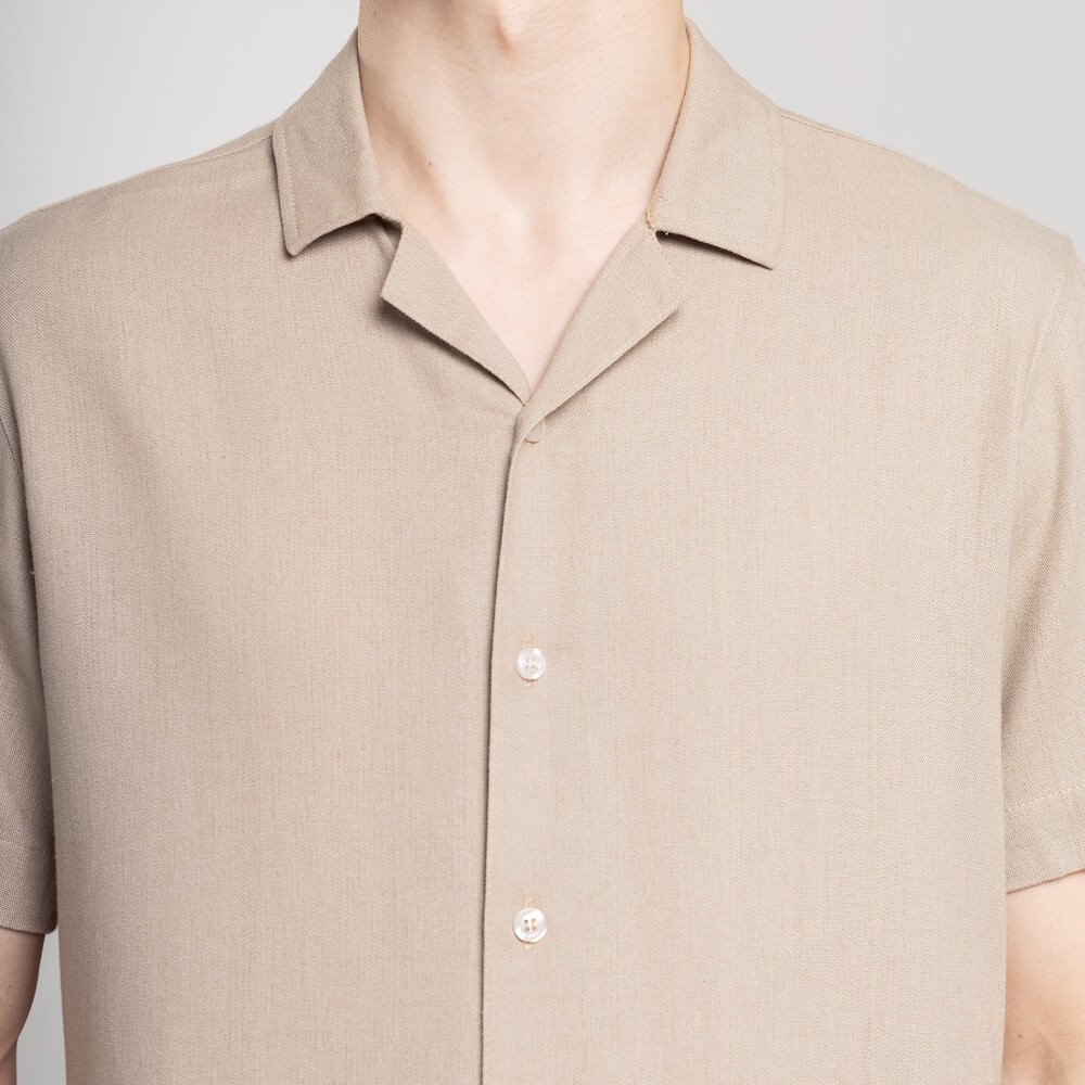 Чоловіча сорочка з коротким рукавом бежева Pobedov Marsel