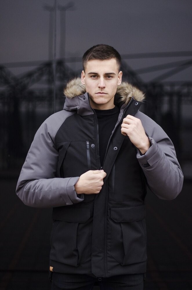 Парка чоловіча зимова середня на котоні з капюшоном Pobedov seniora udacha