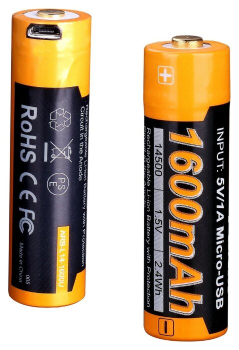 Акумулятор 14500 Fenix ARB-L14-1600U micro usb зарядка