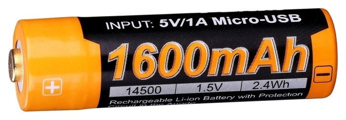 Акумулятор 14500 Fenix ARB-L14-1600U micro usb зарядка
