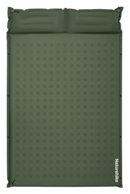 Матрац туристичний із подушкою, самонадувний двомісний  Naturehike CNK2550WS025, вологостійкий, 200 х 130 х 6 см, зелений