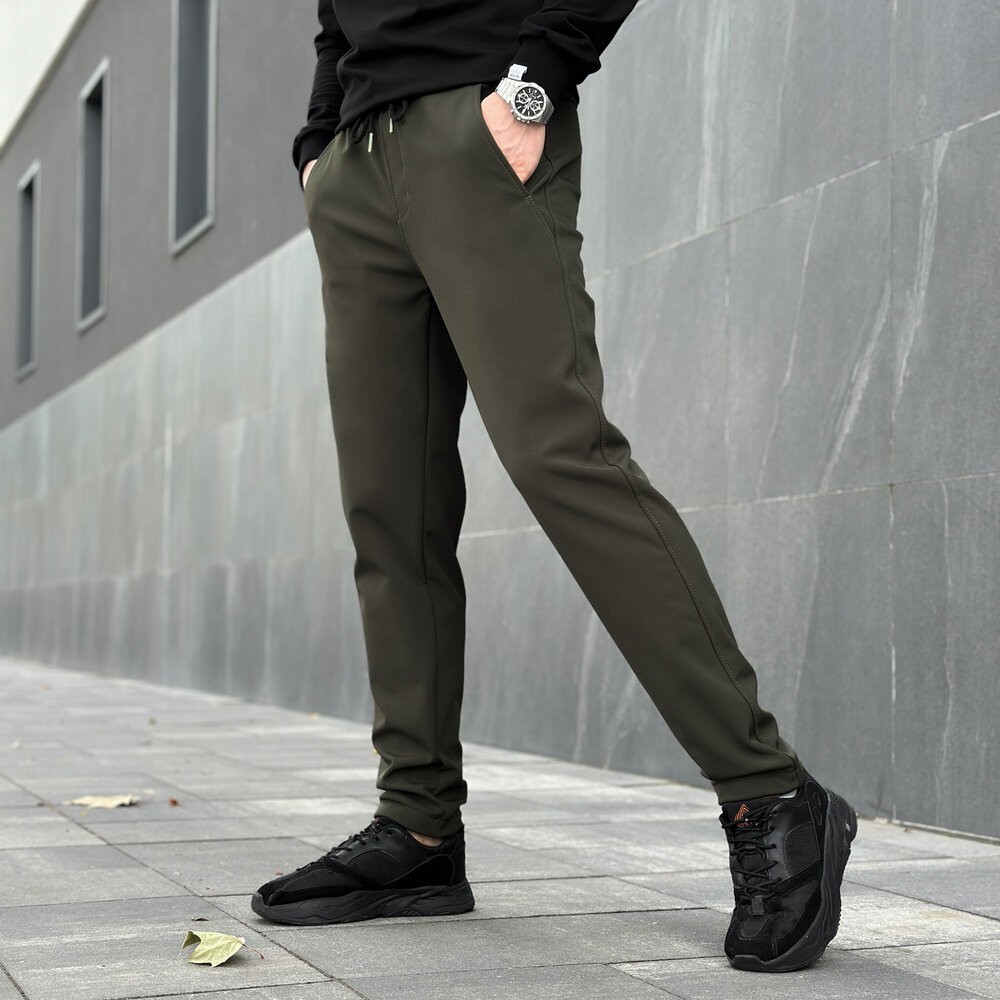 Штани із софтшелу для чоловіків весняні осінні хакі Pobedov Point