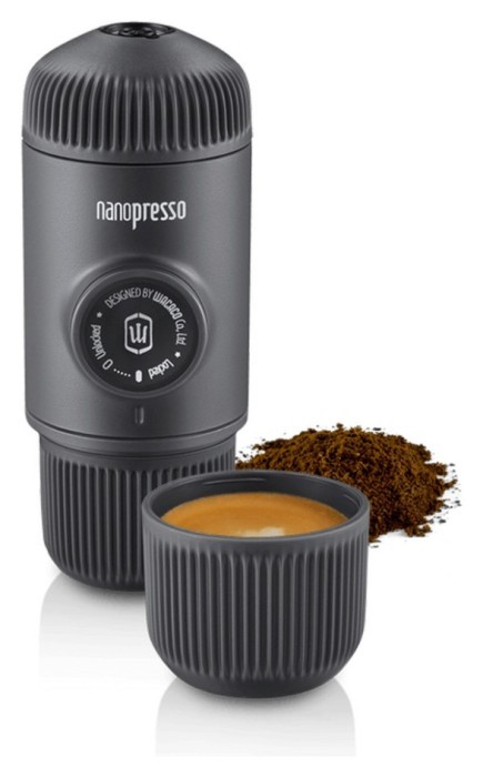 Портативна еспресо-кавоварка Wacaco Nanopresso сіра з чохлом, механічна, для меленої кави