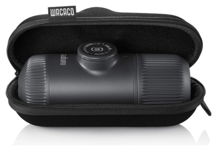 Портативна еспресо-кавоварка Wacaco Nanopresso сіра з чохлом, механічна, для меленої кави