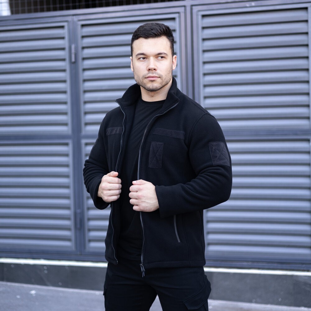 Толстовка флісова Pobedov Voin з липучками Чорний 3XL BLto2 5413XLba