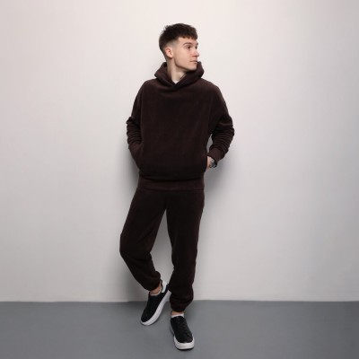 Флісовий зимовий чоловічий костюм Pobedov Mariot. Темно-шоколадний чоловічий флісовий костюм