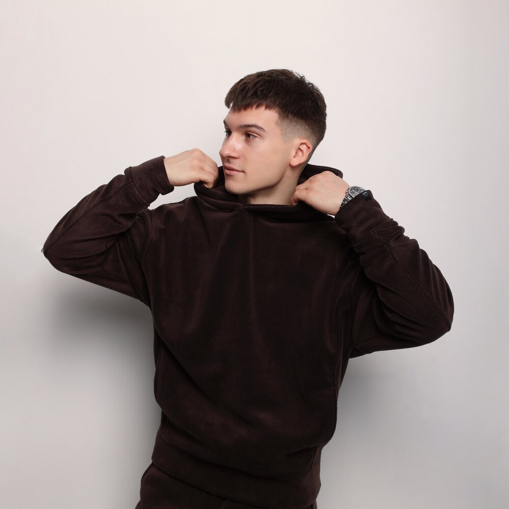 Флісовий зимовий чоловічий костюм Pobedov Mariot. Темно-шоколадний чоловічий флісовий костюм