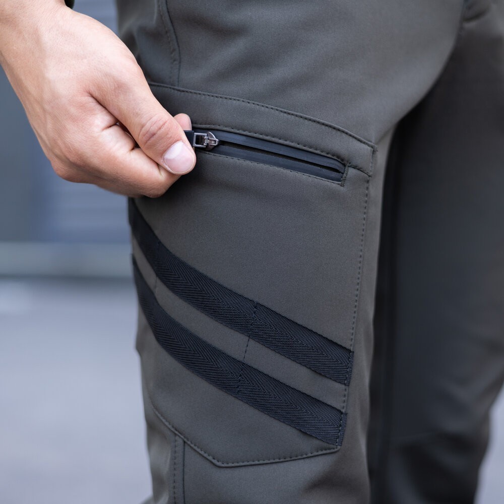 Штани карго чоловічі весняні з кишенями хакі Pobedov Static