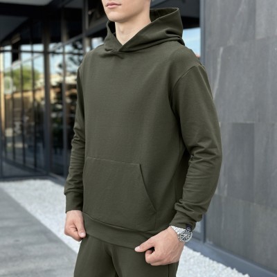 Чоловіче демісезонне худі з капюшоном світлий хакі Pobedov 001