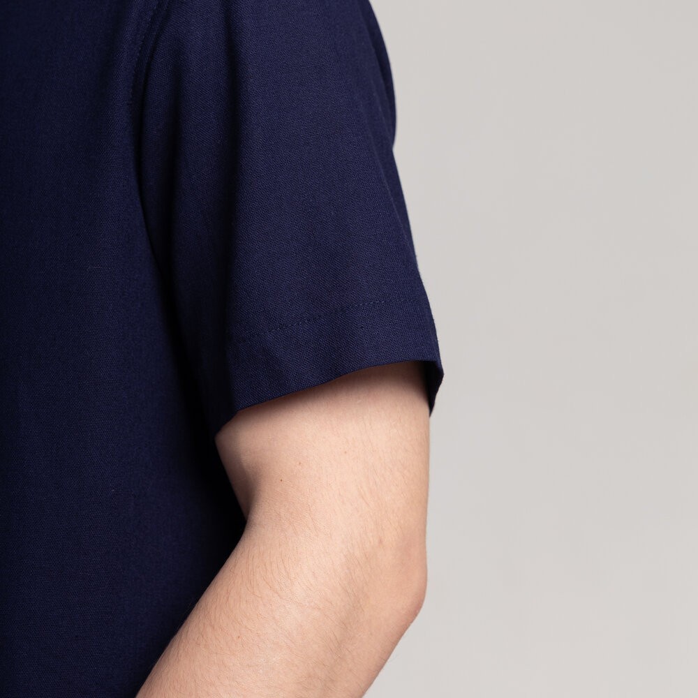 Чоловіча сорочка з коротким рукавом темно-синя Pobedov Marsel