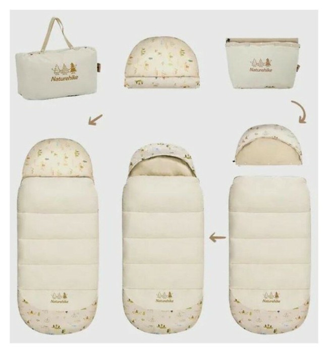Спальник дитячий з капюшоном Naturehike B300 CNH22SD001, бежевий