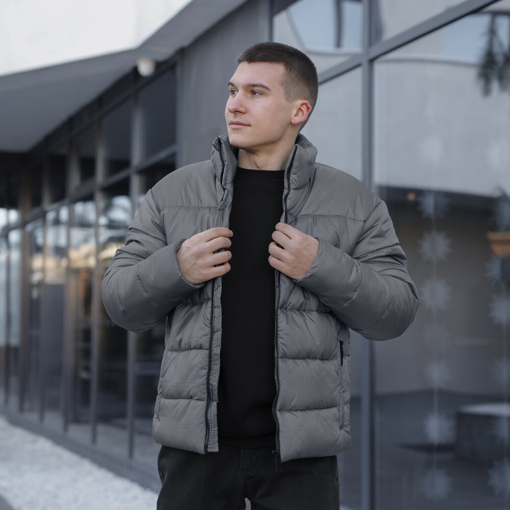 Чоловіча зимова куртка темно-сіра Pobedov Bubble Gum