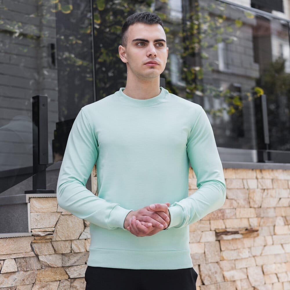 Світшот чоловічий однотонний ментоловий Pobedov 001