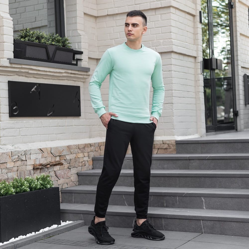 Світшот чоловічий однотонний ментоловий Pobedov 001