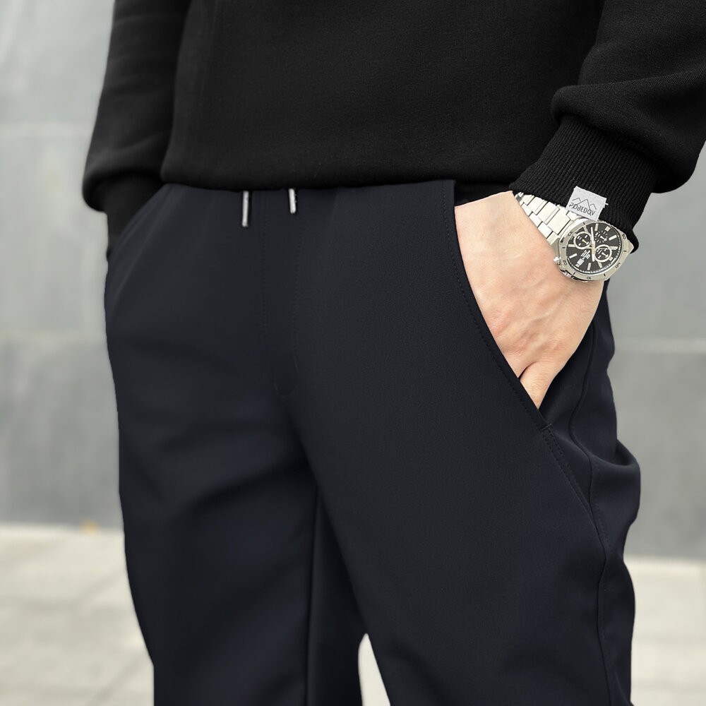 Штани із софтшелу для чоловіків весняні осінні темно-сині Pobedov Point